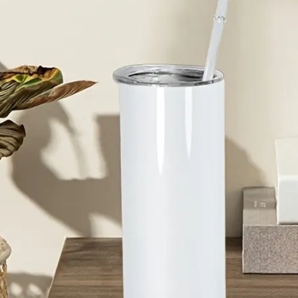 Sleek White Insulated Tumbler with Straw
